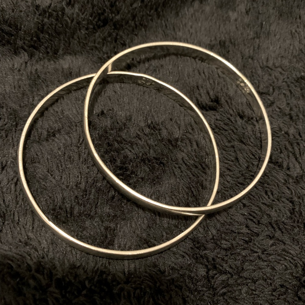 Sterling Silver 925 Taxco Mexico Bangle Bracelets, set of 2